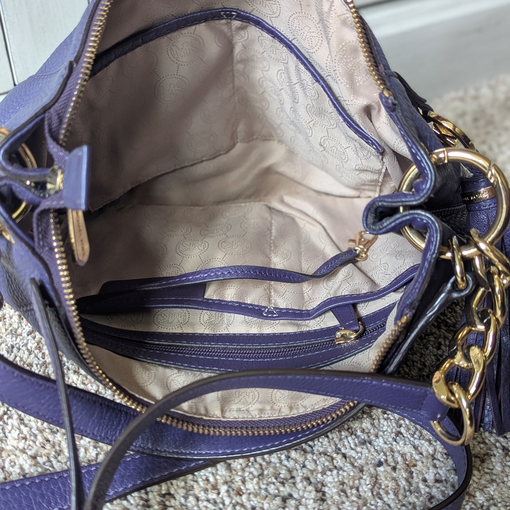 Michael Kors Plum Leather Hobo Bag with Tassel - Picture 2 of 3
